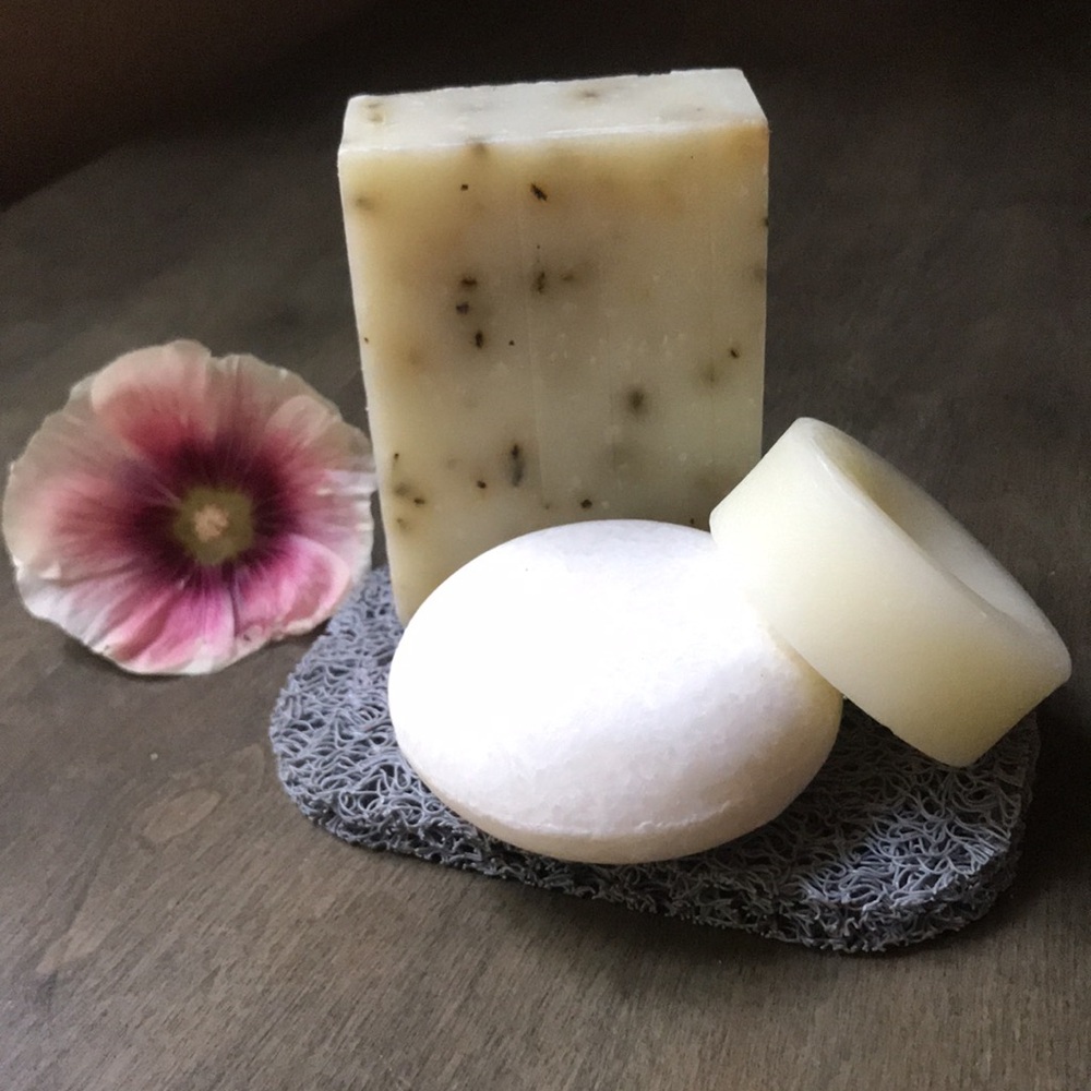 Set of 3 PEPPERMINT CANDY shampoo bar & conditioner bar glycerin cleansing soap - Picture 2 of 6